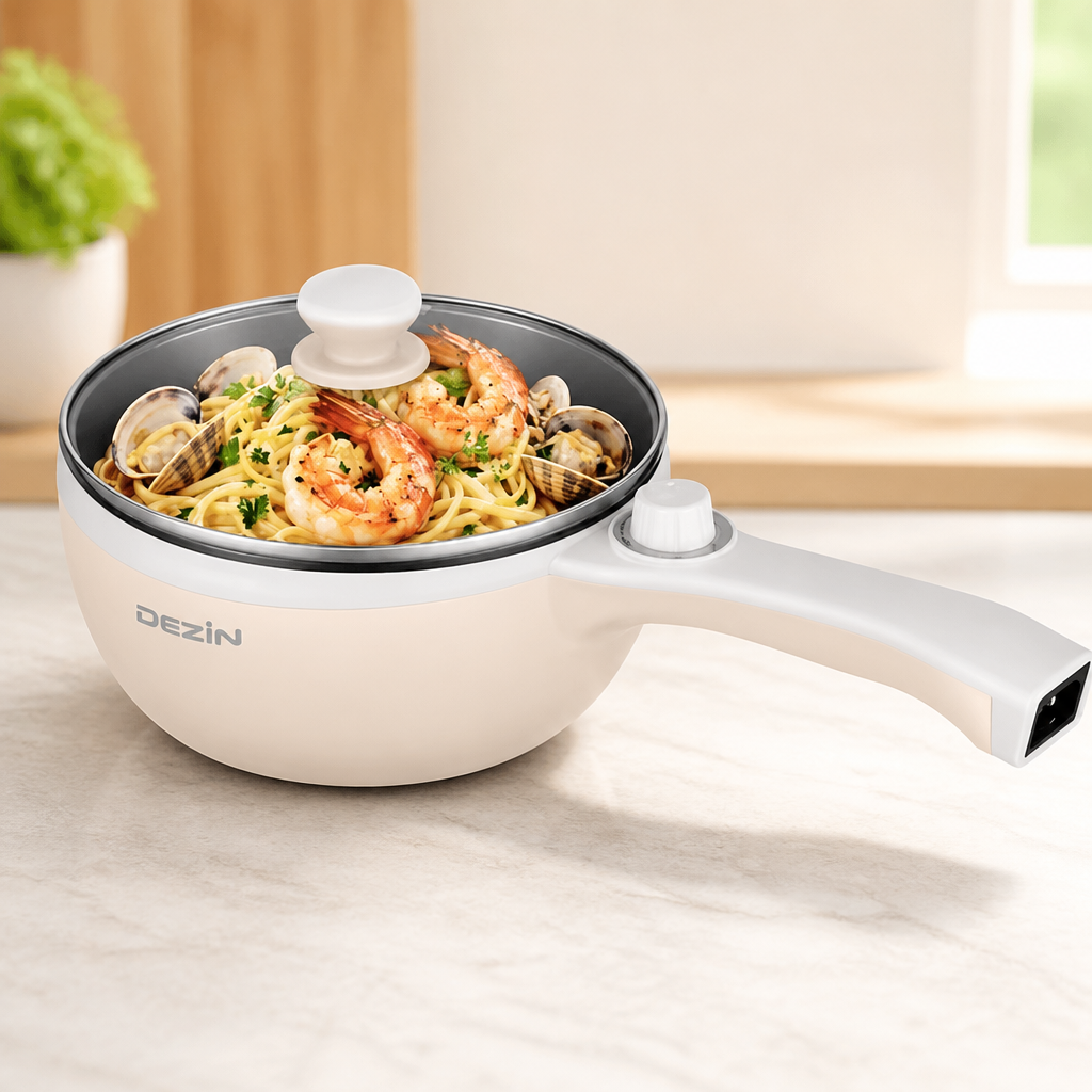 Dezin Electric Pot, 1.5L Non-Stick Portable Hot Pot Electric Upgraded, 700W