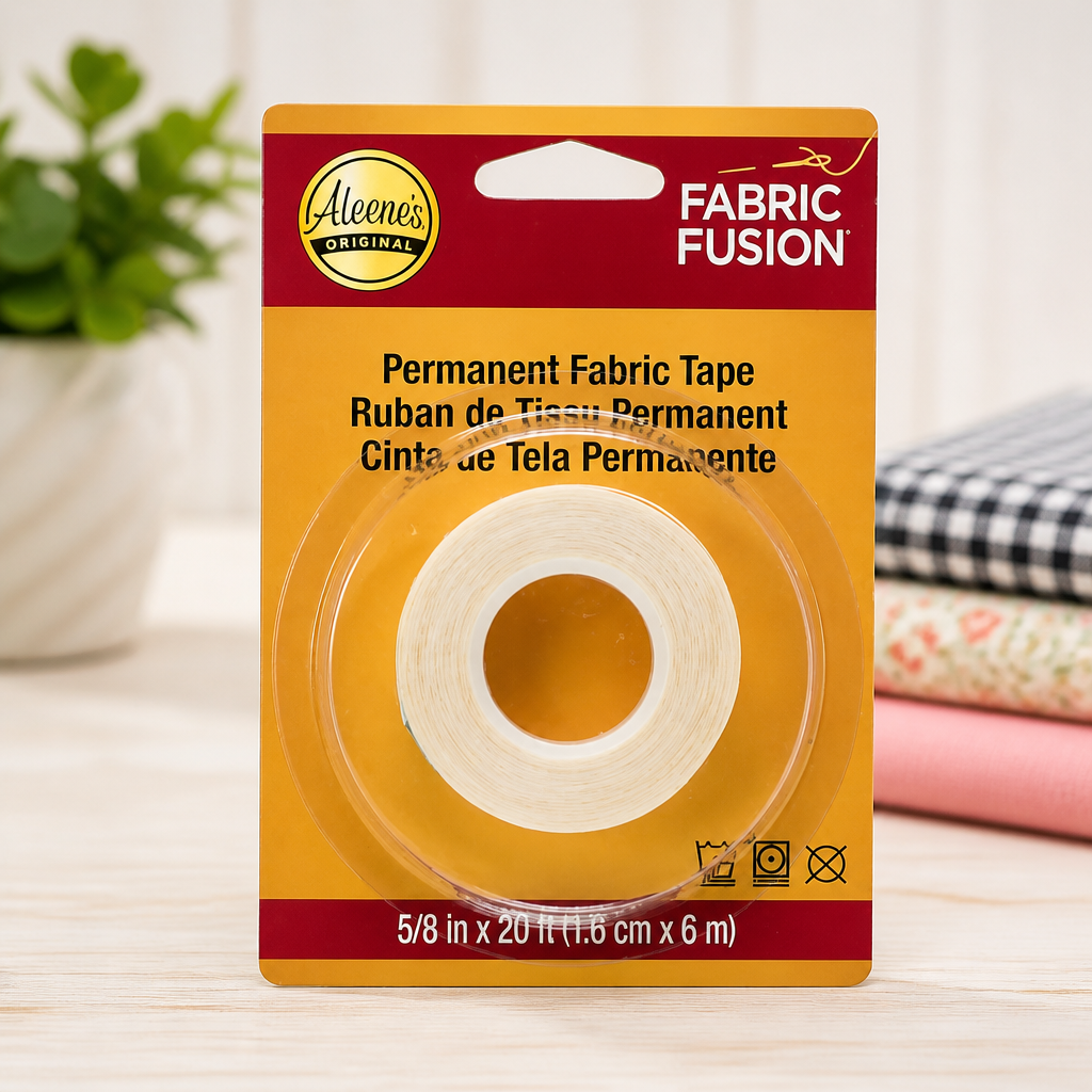 Aleene's Fabric Fusion Adheisve Fabric Tape , Peel and Stick, Permanent and Washable Fabric Glue Tape for Crafts, 5/8" Roll