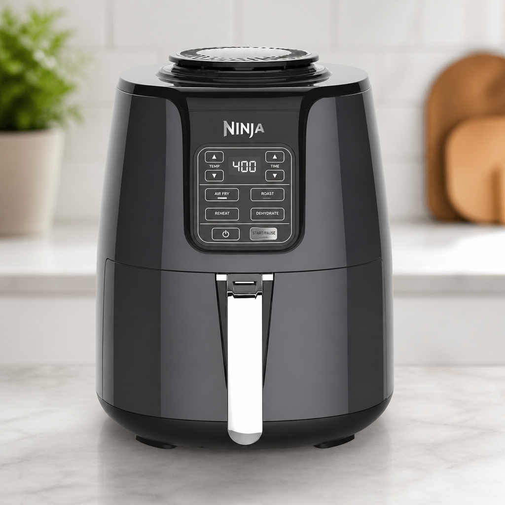 Ninja AF101 Air Fryer, 4 Qt Capacity, 4-in-1 Crisp, Roast, Reheat, Dehydrate, Dishwasher Safe Parts, 105°F-400°F, 1550 Watt, Grey