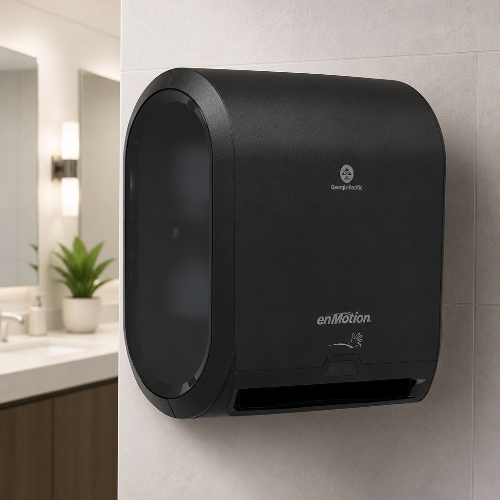 Georgia-Pacific enMotion 10 Inch Automated Touchless Roll Paper Towel Dispenser - Black - Jam Free - Whisper Quiet